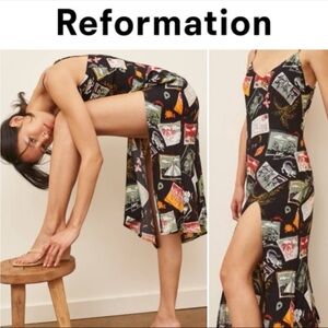 Rare Reformation Black Long Postcards Maxi Dress 6
